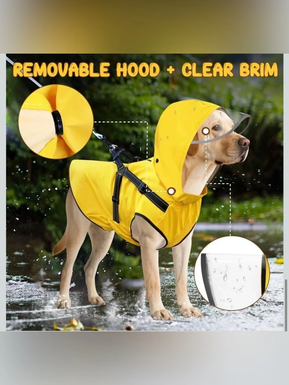 Dog Raincoat: Dog Rain Jacket with Reflective Harness & Removable Hood | Waterpr